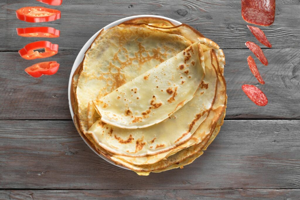 Recettes-pour-tous.com-Crêpes sans gluten salami poivron