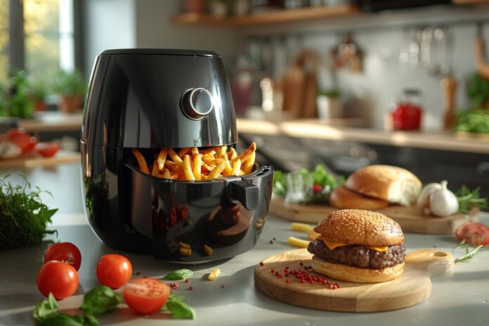 recettes-pour-tous_Cuisson à l’air Fryer, comprendre, recettes, avantages et limites_view-modern-hot-air-fryer-with-cooked-food Cuisson à l’air Fryer